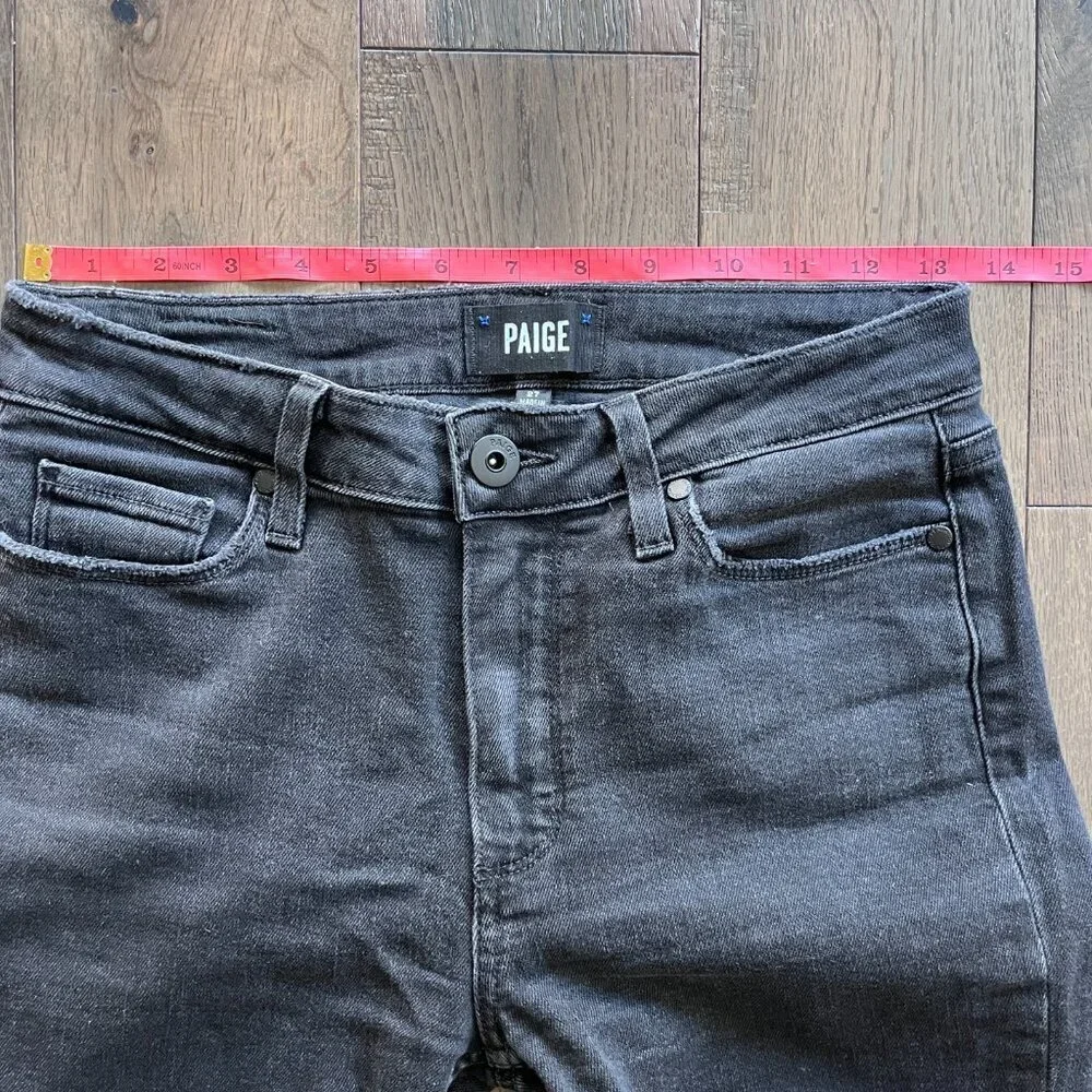 Paige Colette Crop Flare Jeans Size 27 Mid Rise Charcoal Black Denim Stretch - Picture 7 of 8